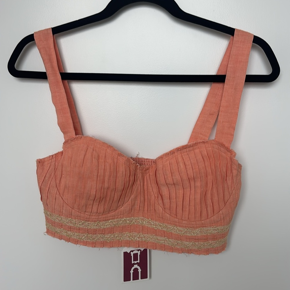 Emporio Sirenuse Positano Peach Bustier Dalia palm in Freah Salmon  Top size 42